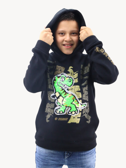 Sudadera cerrada de color negro con figura de dinosaurio (NUEVA TEMPORADA)