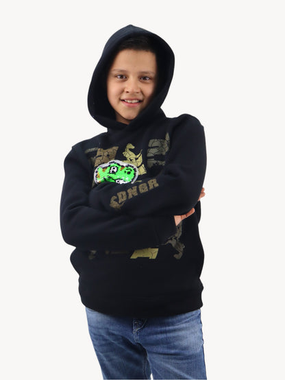 Sudadera cerrada de color negro con figura de dinosaurio (NUEVA TEMPORADA)