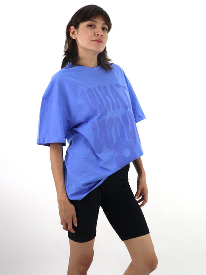 Playera oversize de color azul con estampado (NUEVA TEMPORADA)