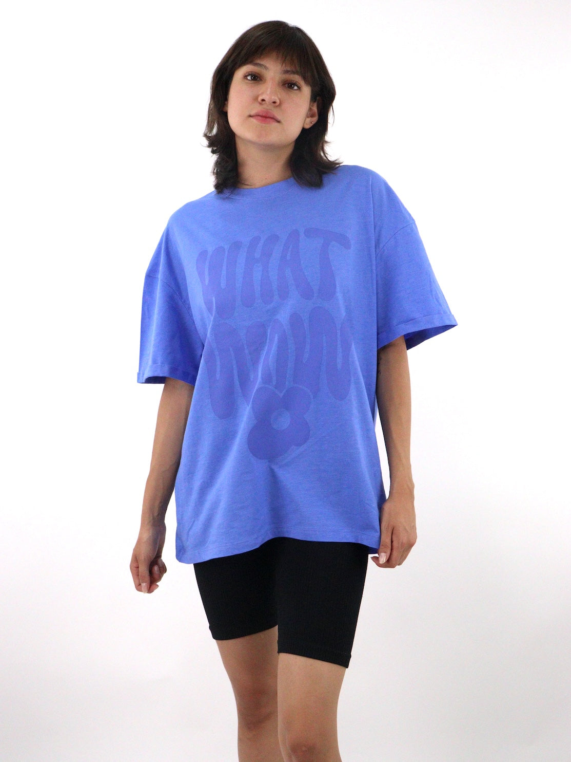 Playera oversize de color azul con estampado (NUEVA TEMPORADA)