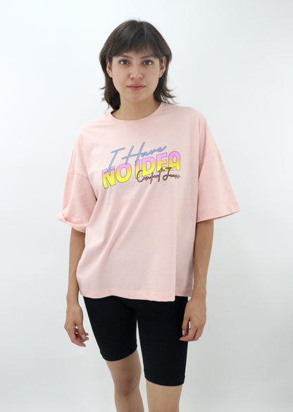 Playera oversize de color rosa con estampado (NUEVA TEMPORADA)