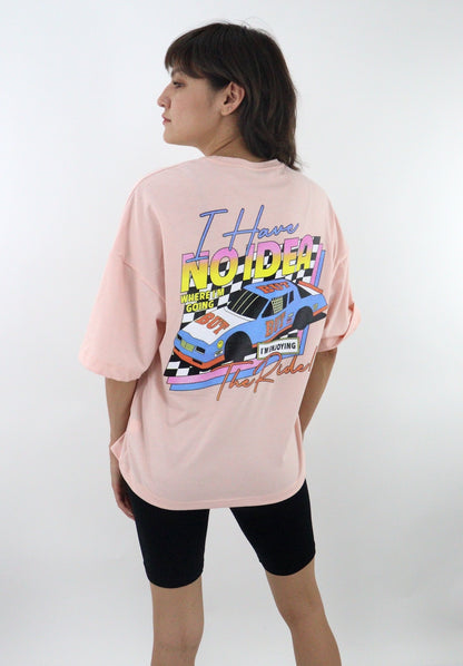 Playera oversize de color rosa con estampado (NUEVA TEMPORADA)