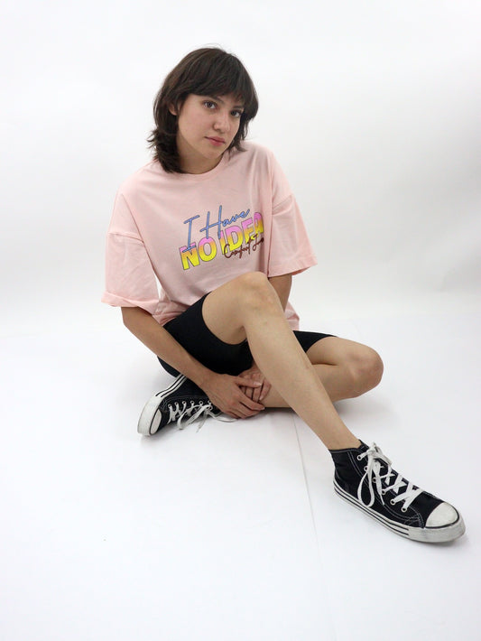 Playera oversize de color rosa con estampado (NUEVA TEMPORADA)