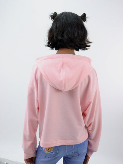 Sudadera con capucha de color rosa