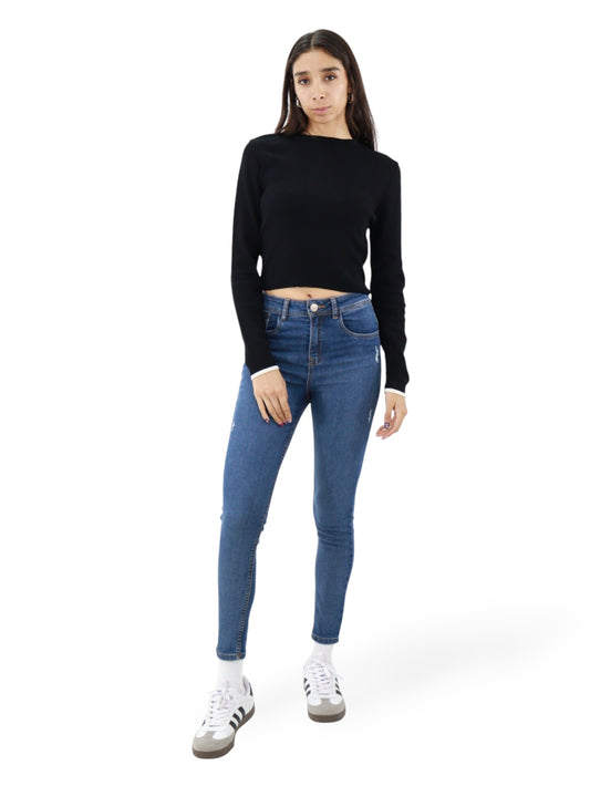 Jeans Skinny Con Destrucción