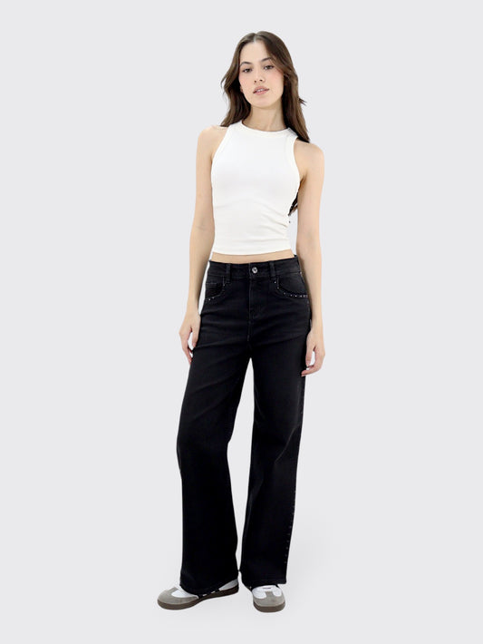 Jeans Wide-Tiro Alto