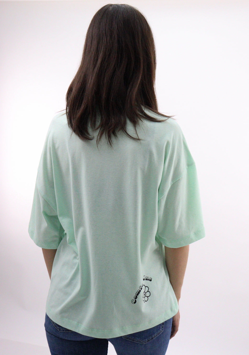 Playera oversize de color verde con estampado sunshine (NUEVA TEMPORADA)