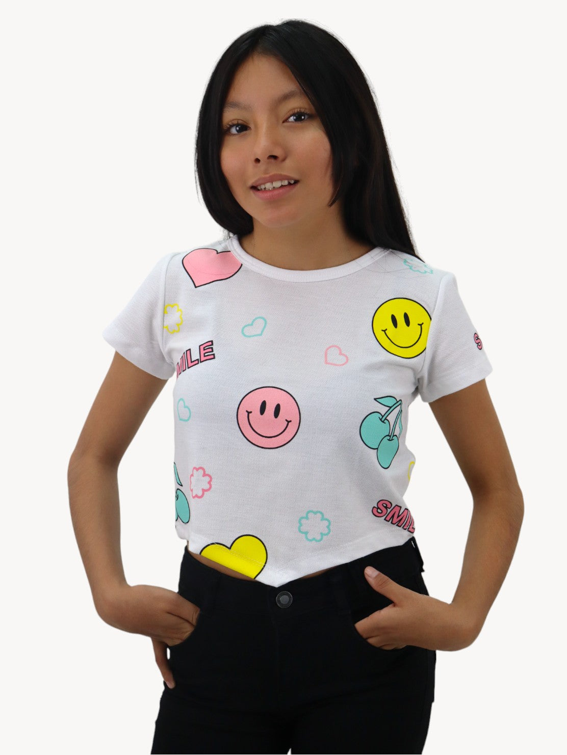 Playera smiley de color blanco (NUEVA TEMPORADA)