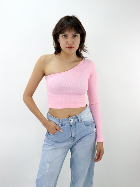 Blusa licra 1 manga de color rosa (NUEVA TEMPORADA)