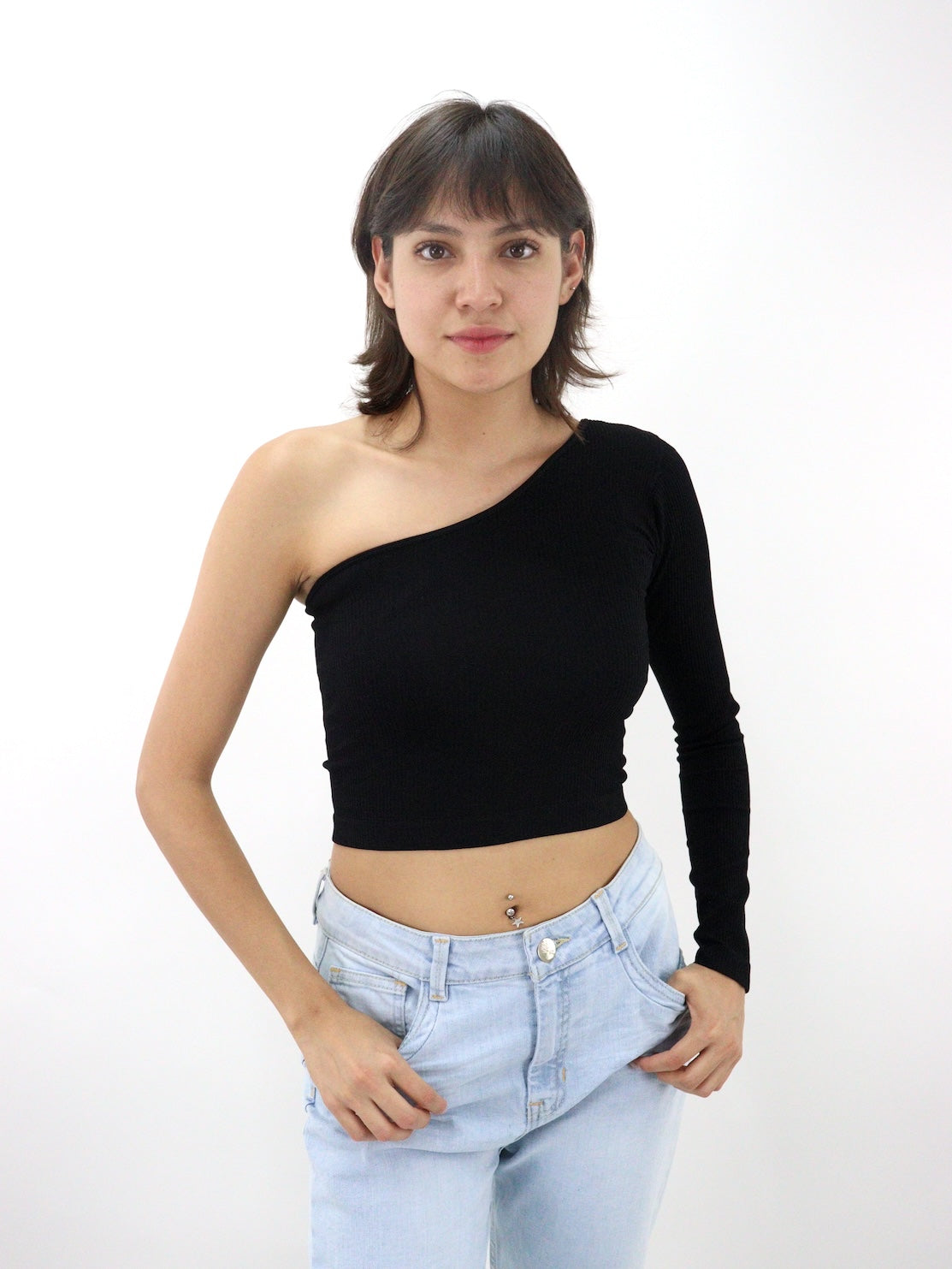 Blusa licra 1 manga de color negro (NUEVA TEMPORADA)