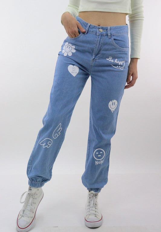 Jogger denim con estampado (EDICIÓN ESPECIAL)