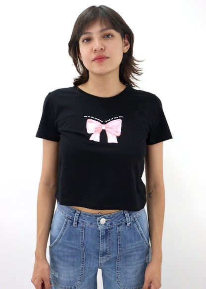 Playera slim size coquette de color negro (NUEVA TEMPORADA)