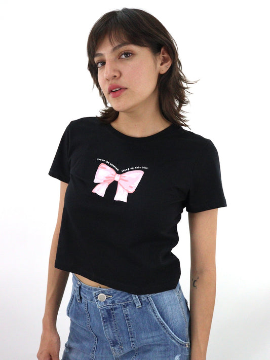 Playera slim size coquette de color negro (NUEVA TEMPORADA)