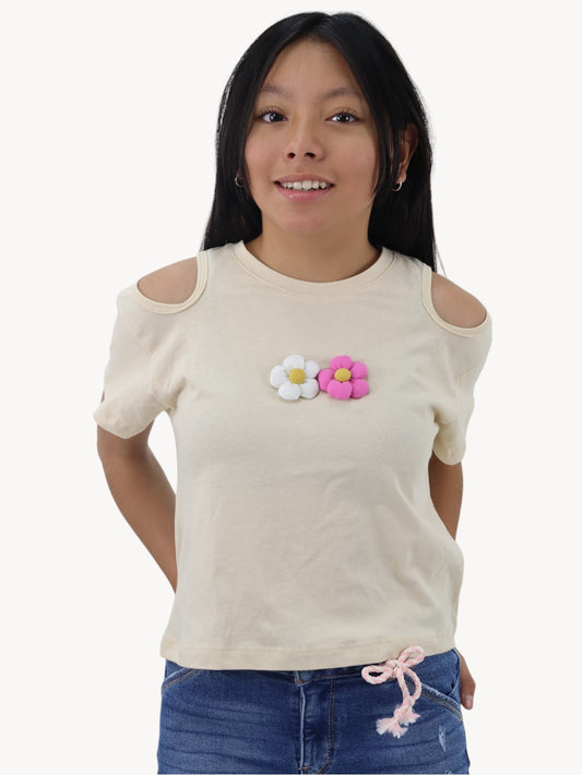 Playera manga corta con diseño floral (NUEVA TEMPORADA)