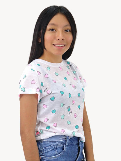 Playera manga corta con print de corazones (NUEVA TEMPORADA)