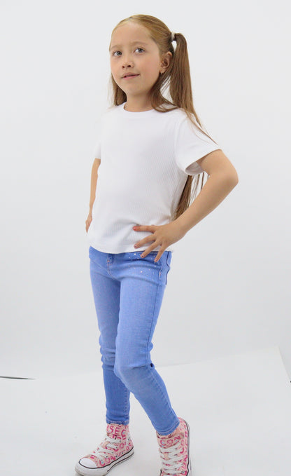 Jeans skinny de color azul claro con aplicaciones