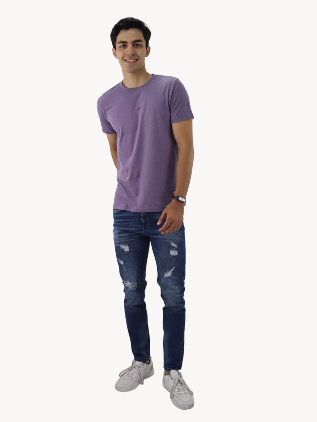 Jeans slim/skinny azul oscuro deslavado con destrucción  (NUEVA TEMPORADA)