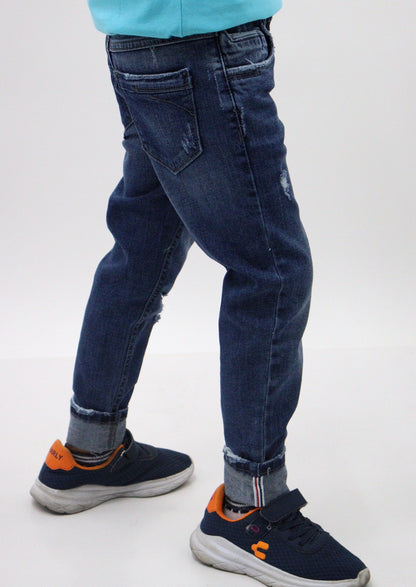 Jeans skinny de color azul oscuro con destrucción (NUEVA TEMPORADA)