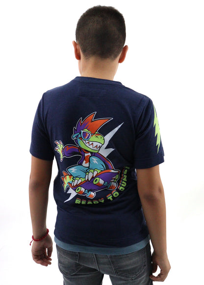 Playera manga corta de color combinado con estampado (NUEVA TEMPORADA)