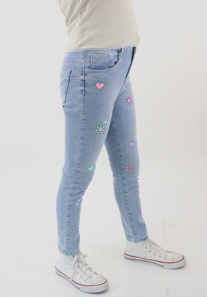 Jeans mom clasic con estampado floral (NUEVA TEMPORADA)