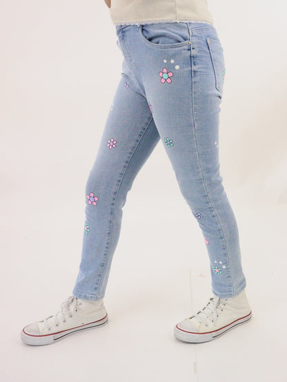 Jeans mom clasic con estampado floral (NUEVA TEMPORADA)