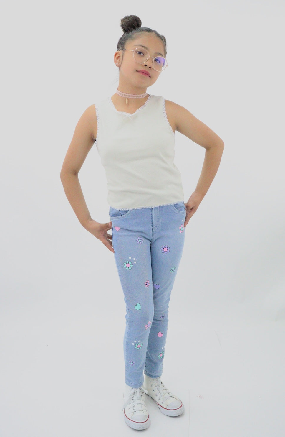 Jeans mom clasic con estampado floral (NUEVA TEMPORADA)