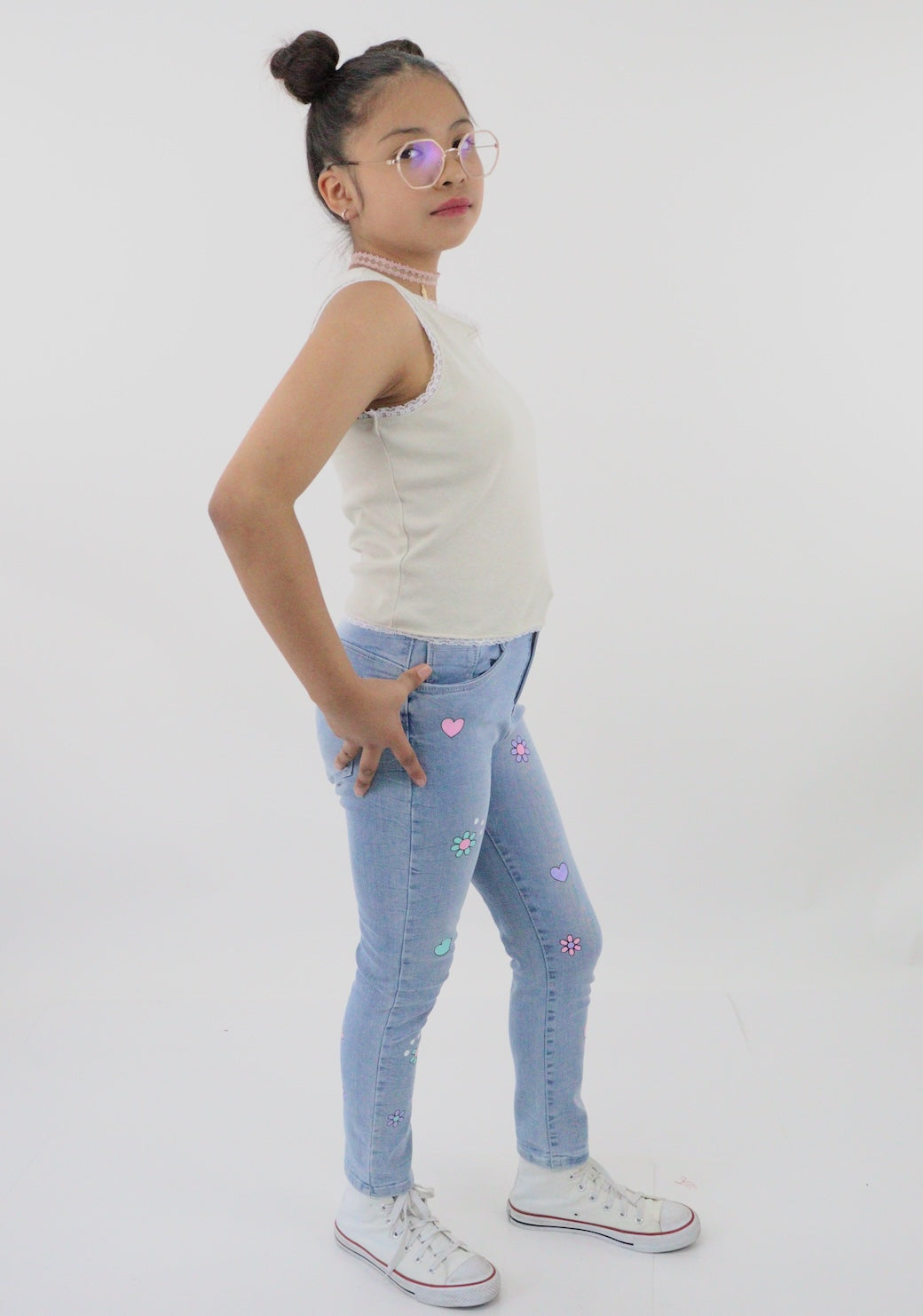 Jeans mom clasic con estampado floral (NUEVA TEMPORADA)