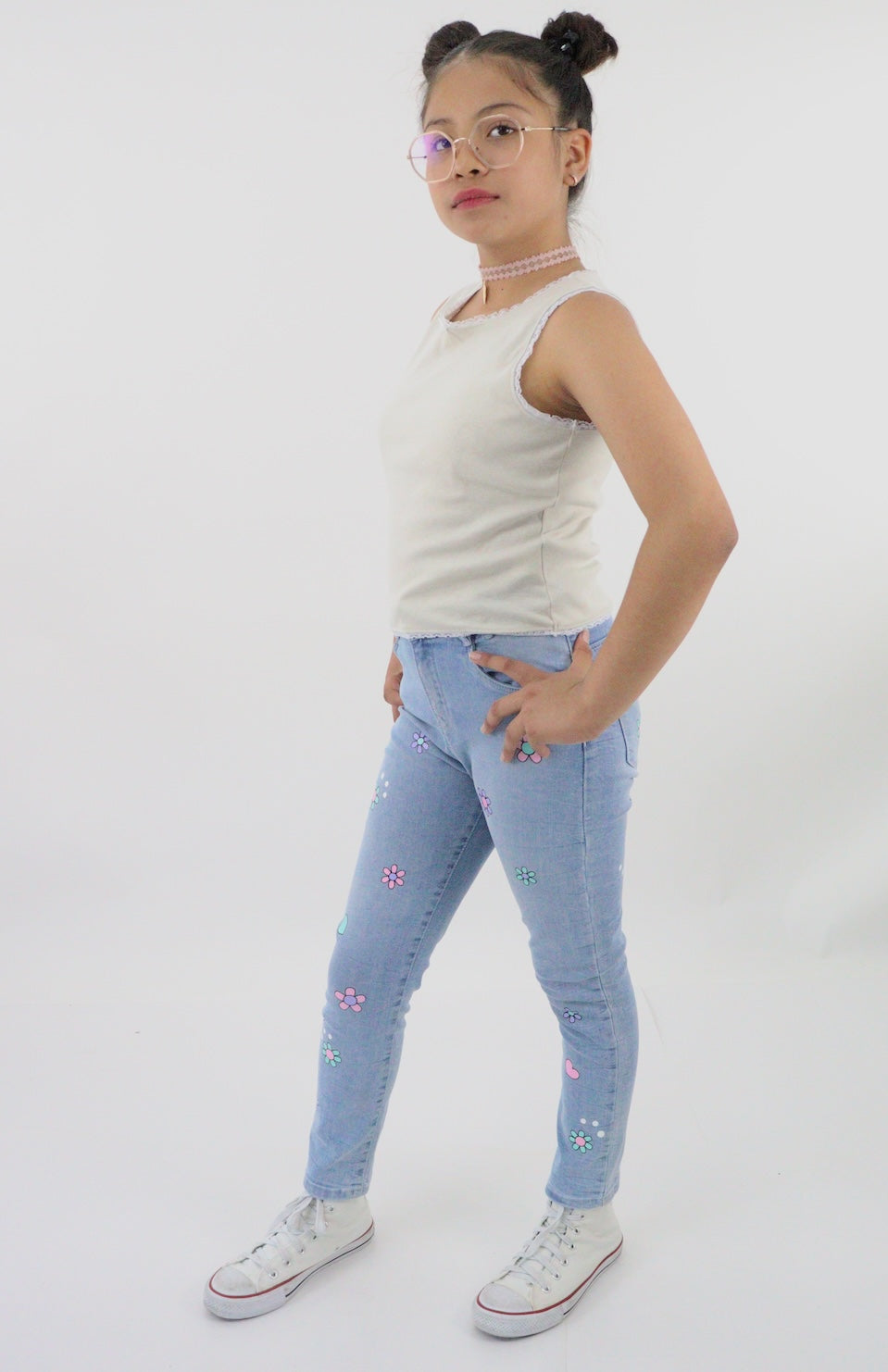 Jeans mom clasic con estampado floral (NUEVA TEMPORADA)