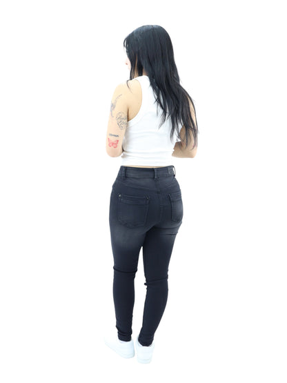 Jeans skinny negro deslavado