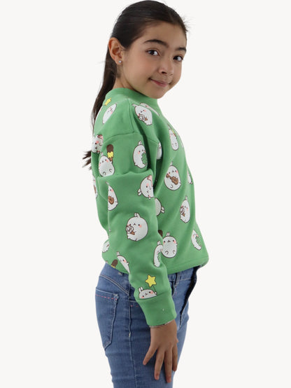 Sudadera cerrada de color verde con estampado