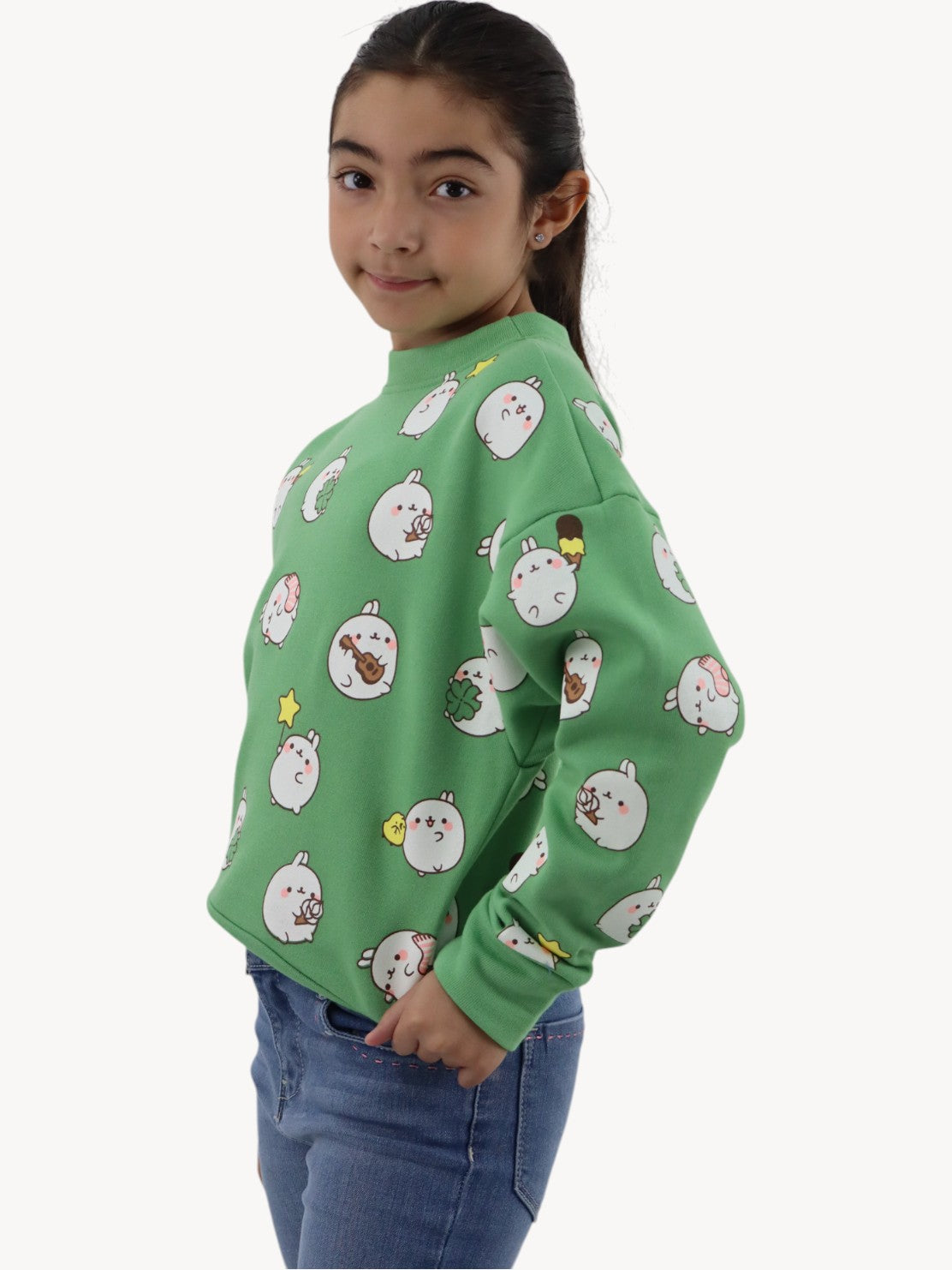 Sudadera cerrada de color verde con estampado