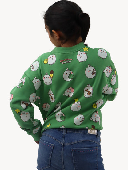 Sudadera cerrada de color verde con estampado