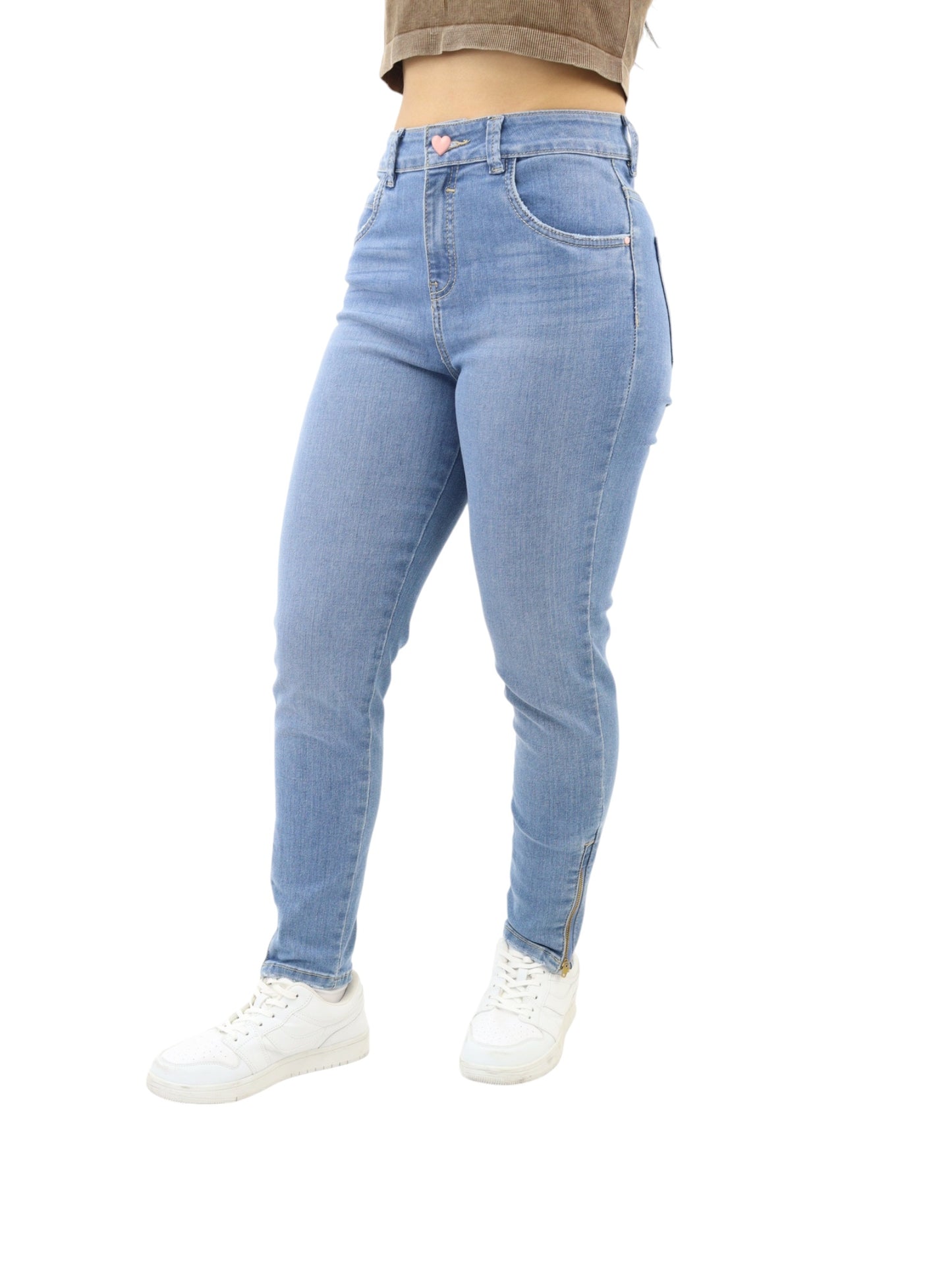 Jeans skinny lavado azul medio