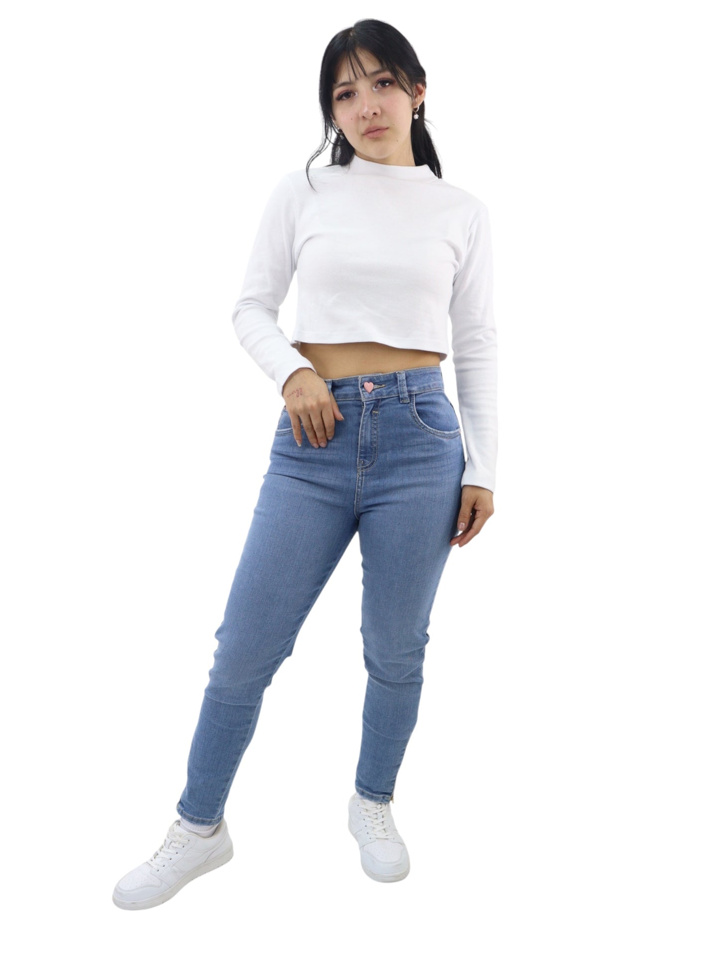Jeans skinny lavado azul medio