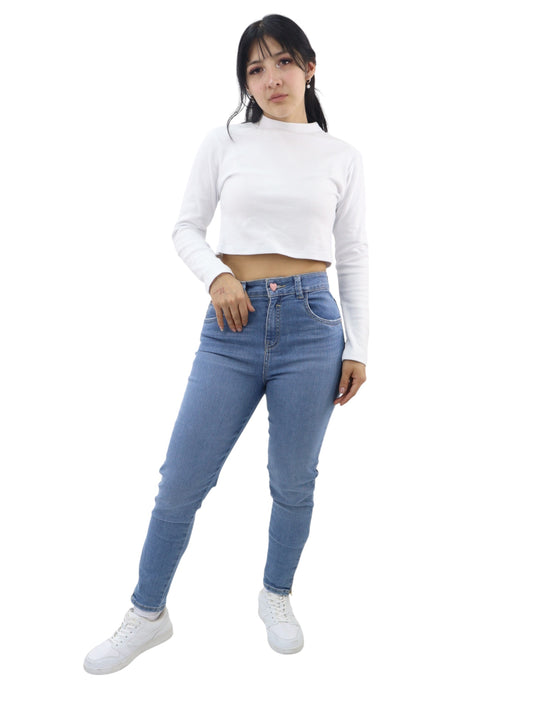 Jeans skinny lavado azul medio