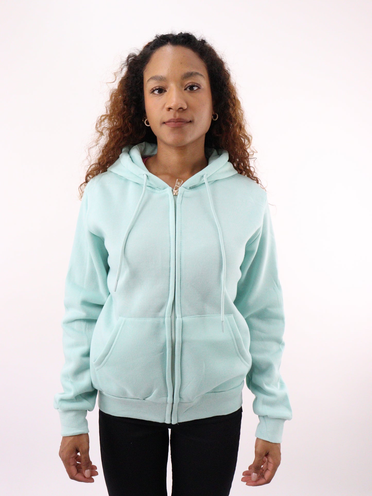 Sudadera con capucha de color verde aqua