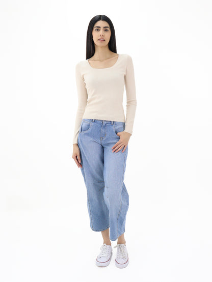 Jeans Barrel-Tiro Medio