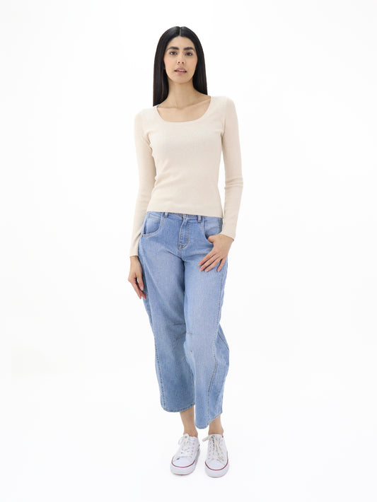 Jeans Barrel-Tiro Medio