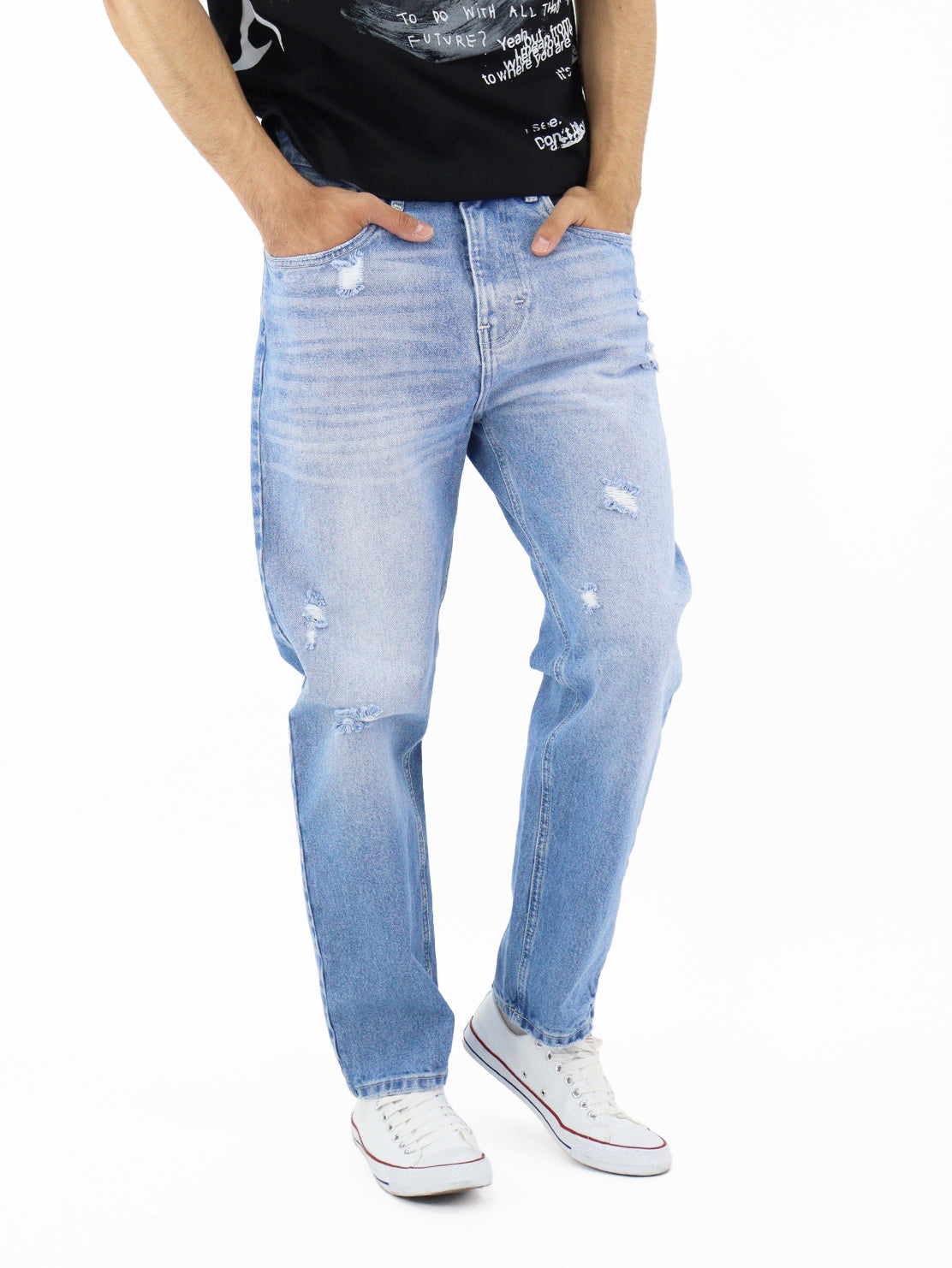 Jeans Baggy Con Destrucción