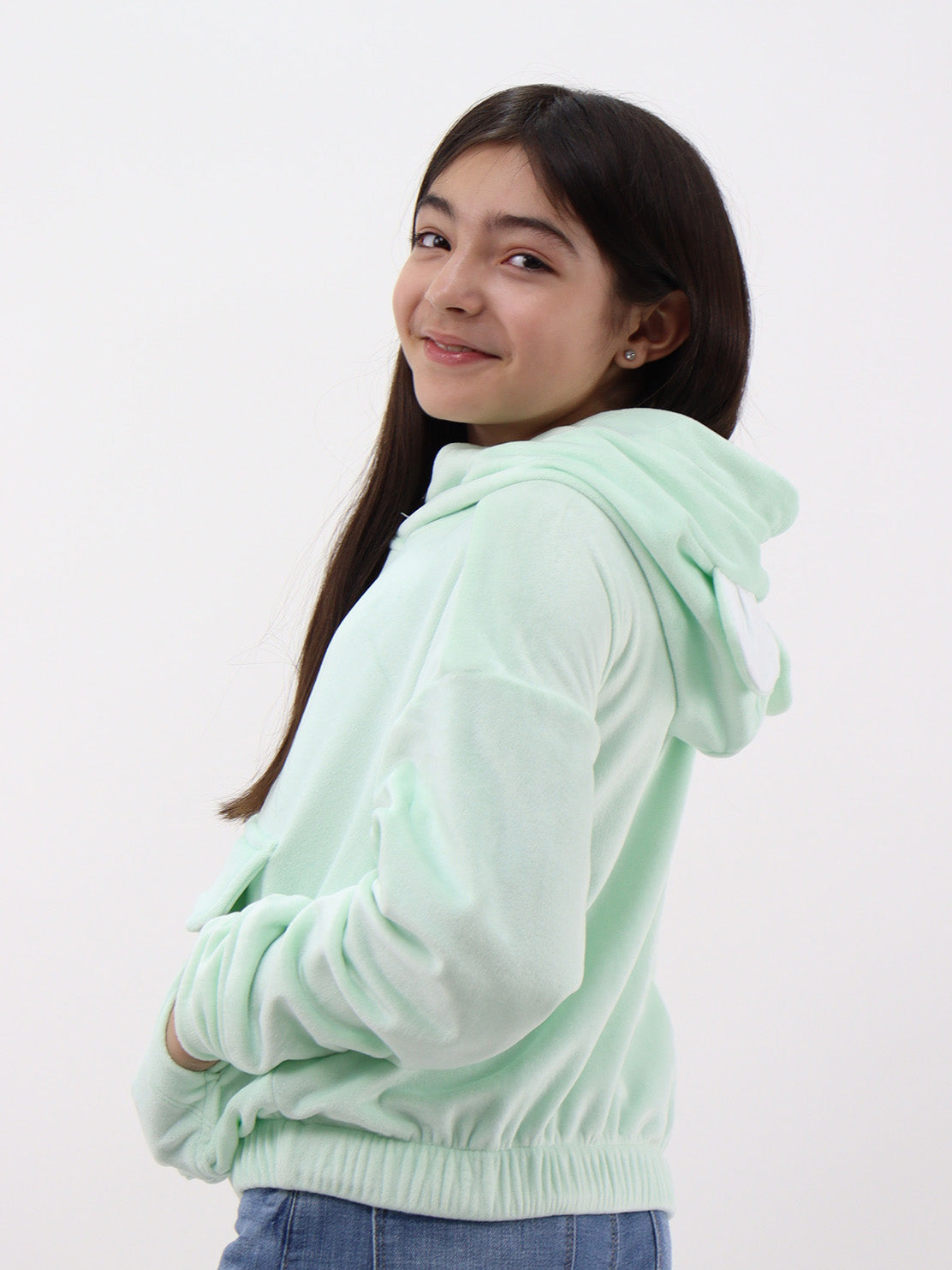 Sudadera verde con capucha