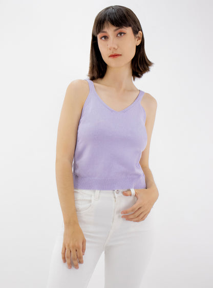 Blusa tank de punto de color lila